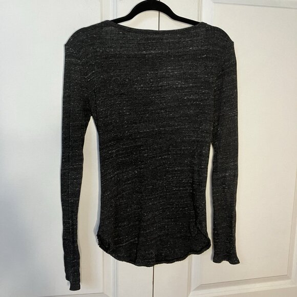 Abercrombie & Fitch Henley Shirt Womens L Gray Stretch Ribbed Y2K Fitted Bella - Picture 4 of 6